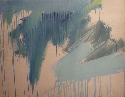 POUGET Bernard, XXe siècle Composition bleue Peinture sur toile, signée en bas à...