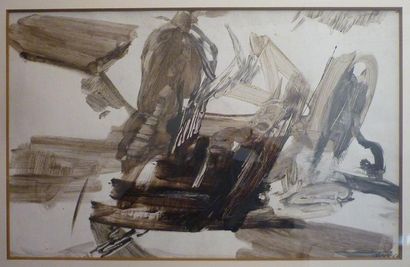 VIGNY SYLVAIN, 1902-1970 Composition abstraite, 1965 Technique mixte sur papier,...