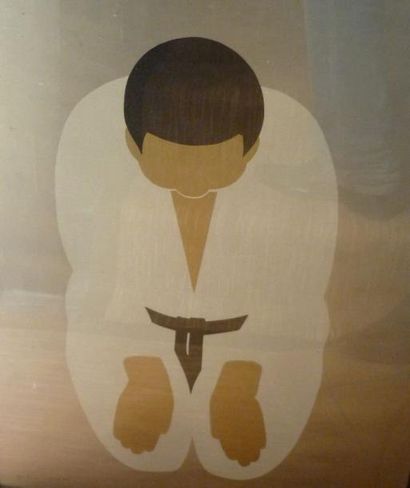 MARRIEN, XXe siècle Judoka Lithographie EA, numérotée 16/50 en bas à gauche, signée...