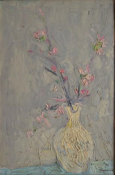 Jacques TRUPHEMUS La branche fleurie Huile sur toile, signée en bas à droite, titrée...