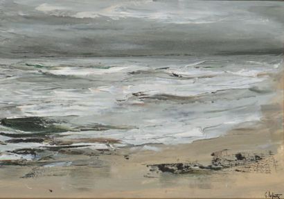 Georges LAPORTE Bord de mer Huile sur toile, signée en bas à droite. 65 x 92 cm