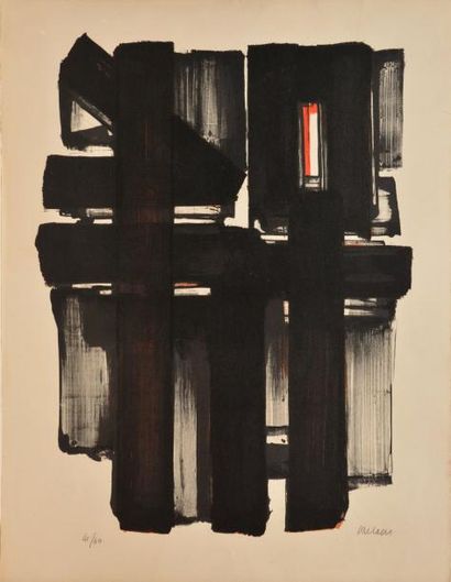 Pierre SOULAGES Lithographie n° 2, 1957 Lithographie en couleurs n° 41/ 60 (insolation),...