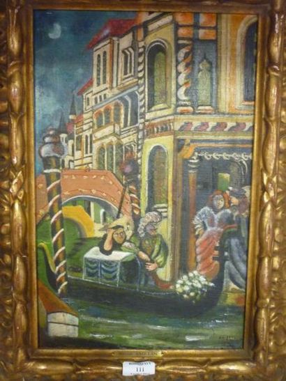 AMELIN Albin, 1902-1975 Promenade en gondole Huile sur toile, signée en bas à droite,...