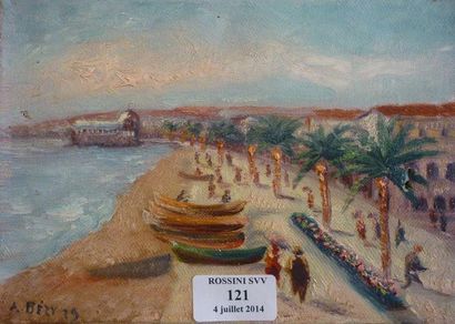 BEZY A., XXe siècle La plage Huile sur toile, signée et datée 29 en bas à gauche,...