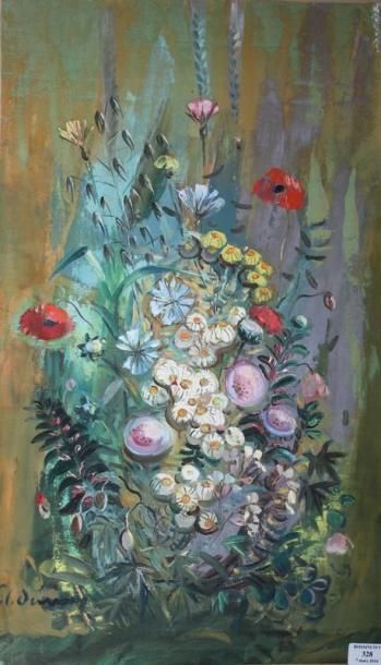 DUMAS Pierre Ludovic, 1892-1973 Bouquet aux coquelicots Huile sur toile, signée en...