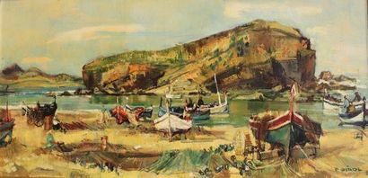 GIROL Paul, 1911-1989 Costa Brava Huile sur toile, signée en bas à droite, 50 x 100...