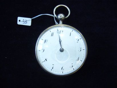 null Montre de poche à clef boitier uni argent mouvement à coq sonnerie département...