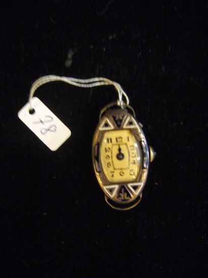 null Boitier de montre de forme ovale décors émaillé Argent époque: 1930 (manque...