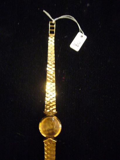 null Montre bracelet de dame boitier rond, bracelet articulé Or jaune 18,40g brut...