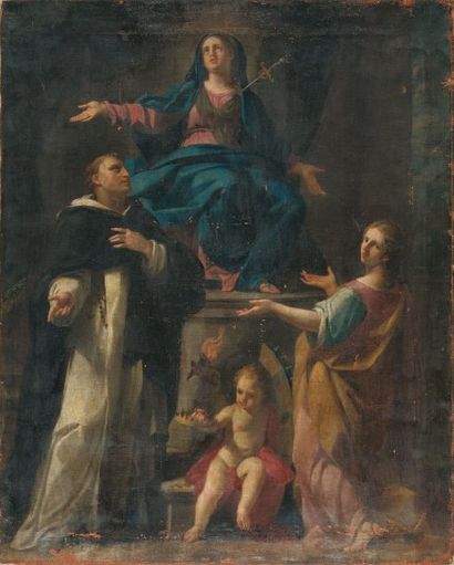 Ecole NAPOLITAINE vers 1740, entourage de Corrado GIAQUINTO. Vierge de Douleur, saint...
