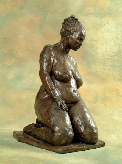 NATHAN Christine (née en 1938) Jeune femme Sculpture en bronze, signée sur la terrasse,...