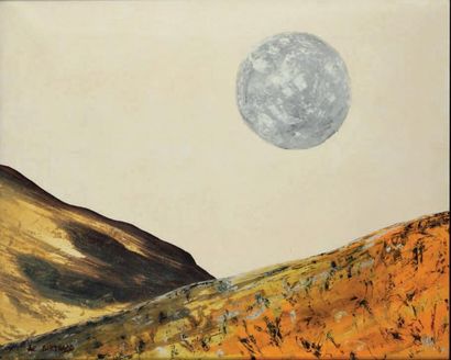 BERTRAND A.C. (née en 1940) Paysage sidéral désertique, 2014 Huile sur toile, signée...