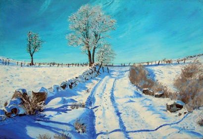 PACHET MICHENEAU Gyslaine (Née en 1960) Paysage de neige Huile sur toile, signée...