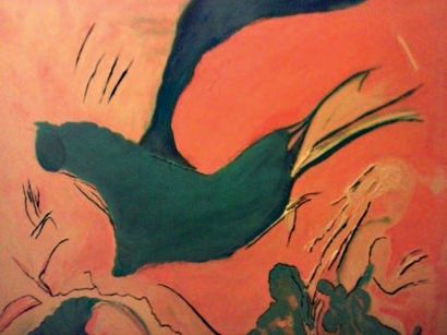 PHEBIDIAS Marie (Née en 1944) L'oiseau Acrylique sur toile, signée en bas à droite,...