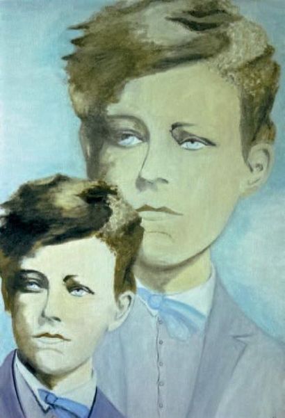 ROSEMBERCK Josette (née en 1940) Portrait de Rimbaud Huile sur toile, signée en bas...