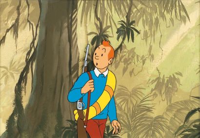 null Tintin et le temple du soleil Studio Belvision, 1969. Cellulo original. Sur...
