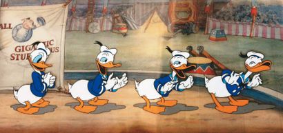 null Donald Duck - Studio Disney, 1988. Cellulos publicitaires. Sur une reproduction...