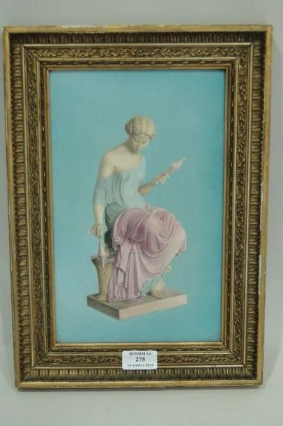 DUFOILLY La fileuse, plaque de porcelaine peinte, datée 1893. H.: 29 - L.: 18 cm