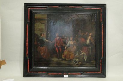 GOVAERTS Hendrick (Malines 1669 - Anvers 1720) Le pas de danse huile sur toile. Au...