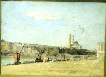 BASSOT Ferdinand, XIXe siècle Vue de ville Aquarelle, signée en bas à droite, 25x35...