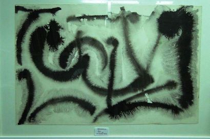 CADORET Michel, 1912-1985 Sans titre, deux lavis d'encre noire, signés au dos à la...
