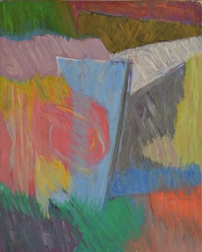 LAN-BAR David, 1912-1987 Composition colorée Peinture sur isorel (petits manques),...