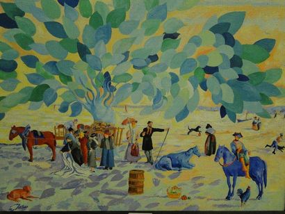 LIETARD Meix, né en 1944 Sous le grand arbre, 1981 Peinture sur toile, signée en...