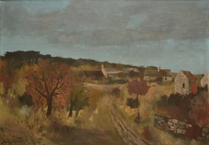 OUDOT Roland, 1897-1981 L'entrée du village Huile sur toile, signée en bas à gauche,...