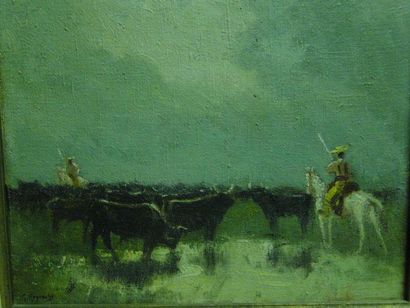 REGNAULT Georges (1898-1979) Les taureaux Huile sur toile, signée en bas à gauche...