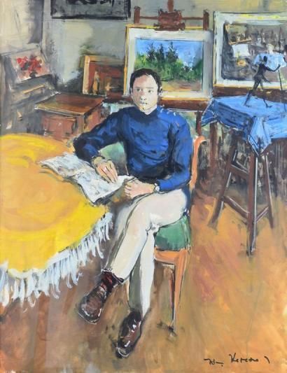 THEVENET Jacques, 1891-1989 Portrait de Jacques M., Petit fils de Paul Claudel Gouache,...