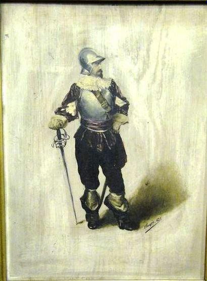 VALLANTIN S., XIXe siècle Homme en arme, 1888 Huile sur panneau, signé et daté en...