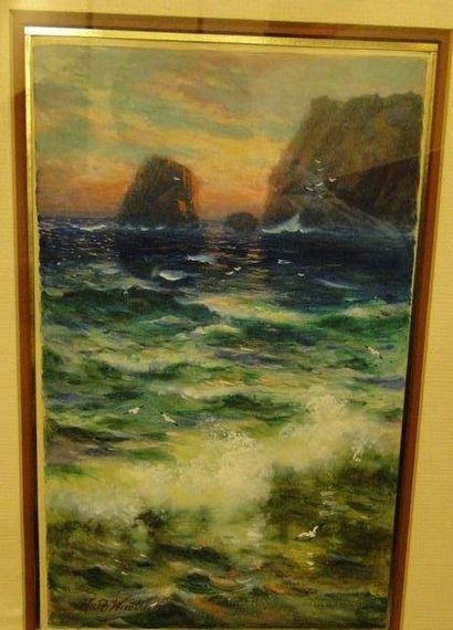 WIMBUSH Henry Bowser, 1861-1943 Côte rocheuse Aquarelle, signée en bas à gauche,...
