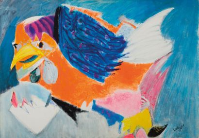 null LORJOU Bernard, 1908-1986, 

Oiseau imaginaire, 

huile sur toile, signée en...