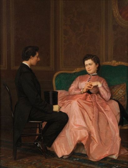 null TOULMOUCHE Auguste, 1829-1890, 

Le rendez-vous galant, 1865, 

huile sur panneau...