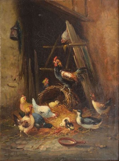 null GUILLEMINET Claude, 1821-1866, 

Scène de basse-cour

Huile sur toile (infimes...