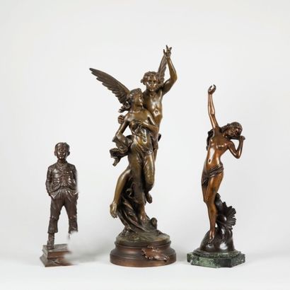 null GERMAIN Jean-Baptiste, 1841-1910, 

Excelsior, 

groupe en bronze à patine brun-vert...