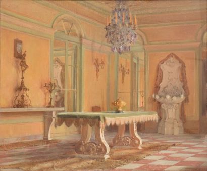 null THOMAS Paul, mort en 1910, 

La salle à manger de Madame Soret, 

huile sur...