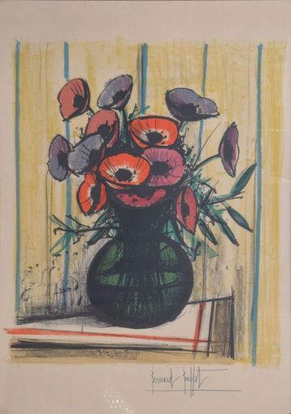 null BUFFET Bernard, 1928-1999, 

Vase vert aux anémones, 1972, 

lithographie en...