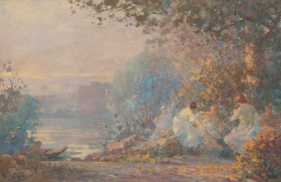 null GRIFFON Gabriel, 1866-1938, 

Danse de baigneuses au crépuscule, 

huile sur...