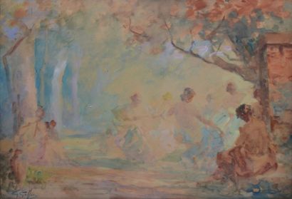 null GRIFFON Gabriel, 1866-1938, 

La ronde en sous-bois, 

aquarelle gouachée (insolation),...
