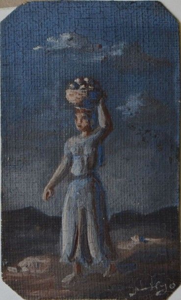 null HUGO Jean, 1894-1984, 

Femme au panier, 

huile sur toile, en bas à droite...