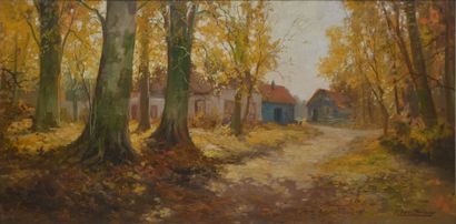 null TERLOUW Kees, 1890-1948, 

Village à l'orée du bois, 

huile sur panneau, signé...