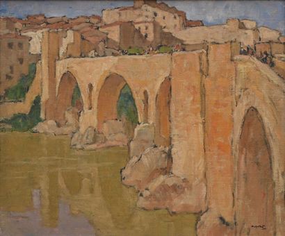 null GOBO Georges, 1876-1958, 

Le pont de Besalu, Catalogne, 

huile sur toile ,...