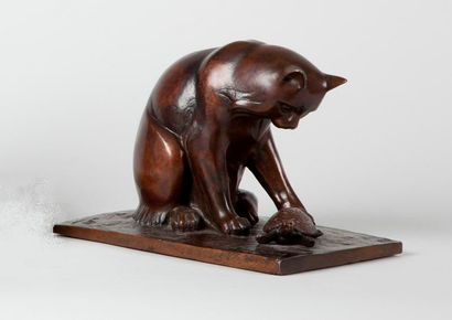 null CONRAD Charles, né en 1912, 

Le chat et la tortue, 1999, 

bronze à patine...