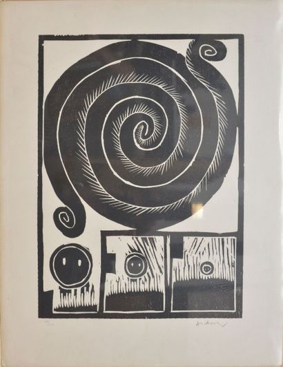 null ALECHINSKY Pierre, né en 1927, 

Spirales, gravure en noir, n°128/300, signée...