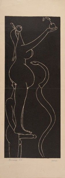 null DOMINGUEZ Oscar, 1906-1957, 

Le péché originel, 

gravure en noir sur papier...