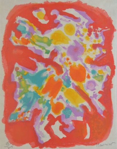 null MANESSIER Alfred, 1911-1993,

Composition multicolore, 

lithographie en couleurs...
