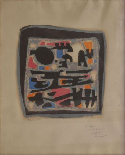 null MANESSIER Alfred, 1911-1993, 

Sans titre au carré, 

lithographie en couleurs,...