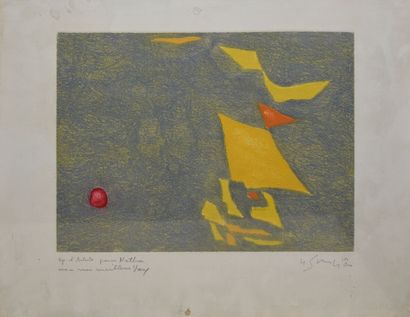 null SINGIER Gustave, 1909-1984, 

Sans titre aux formes jaunes, 1960, 

eau-forte...