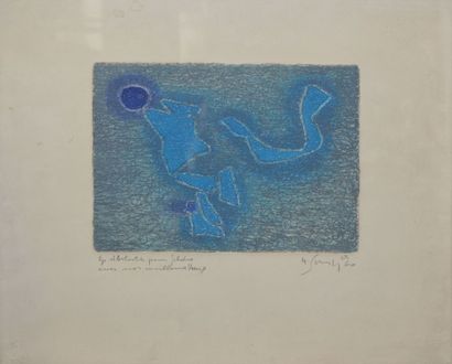 null SINGIER Gustave, 1909-1984, 

Formes bleues, 1960, 

lithographie en couleurs,...